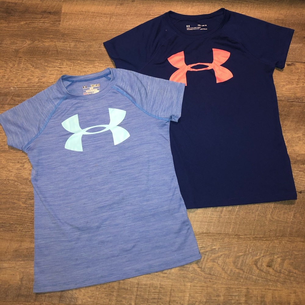 Under Armour Girls YMD blue athletic shirts (2)